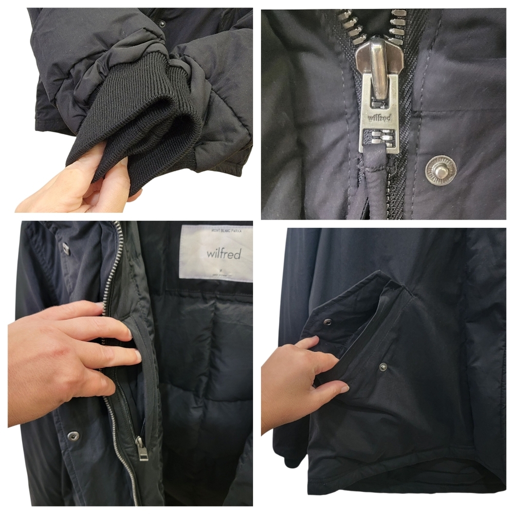 Aritzia Wilfred Mont Blanc Short Parka Goose Down Black Winter Jacket Women’s M - Picture 10 of 17
